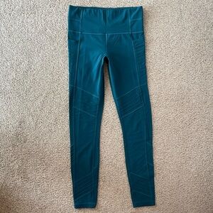Athleta Moto Leggings w/stash pocket tights teal blue green full length size XS
